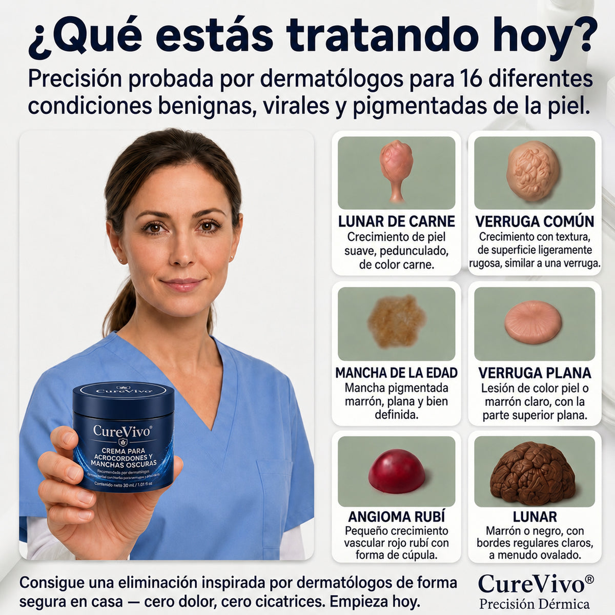 墨CureVivo® Crema para Eliminar Verrugas y Etiquetas Cutáneas en 7 Días (Fórmula Sin Dolor – Sin Cicatrices)🤗